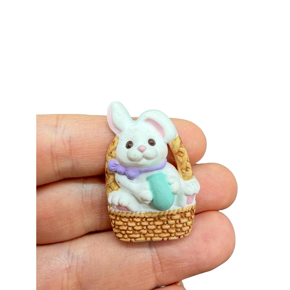 Vintage Easter Brooch Easter Bunny in Basket Pin
